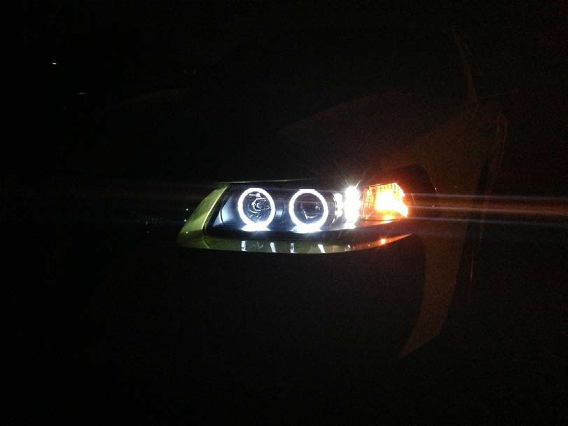 Smoke LED Halo Projector Headlights For 1999-2004 Ford Mustang – Pair, Glossy Black Housing, DOT/SAE