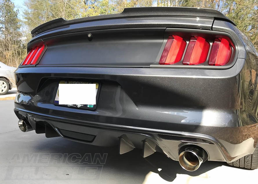 MMD Rear Diffuser Fins Installed on a 2015-2017 Mustang