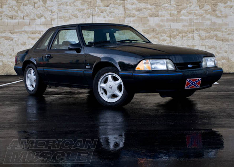 Foxbody Mustang on Damp Pavement