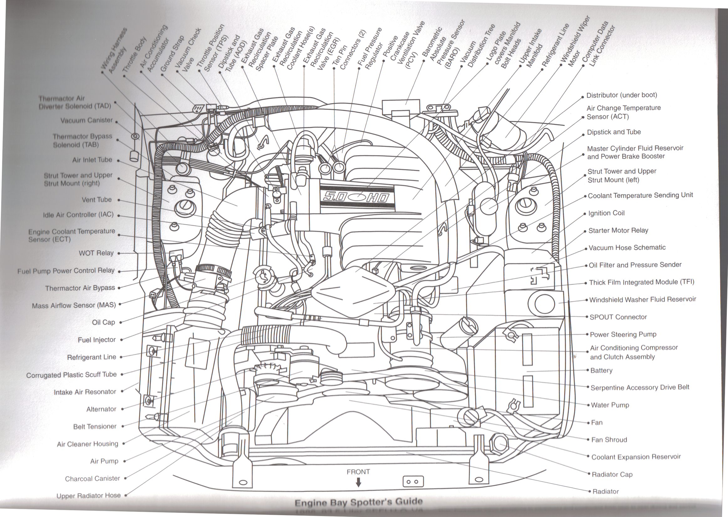 1987-1993 Foxbody 5.0 SEFI V8 Engine Part Diagram