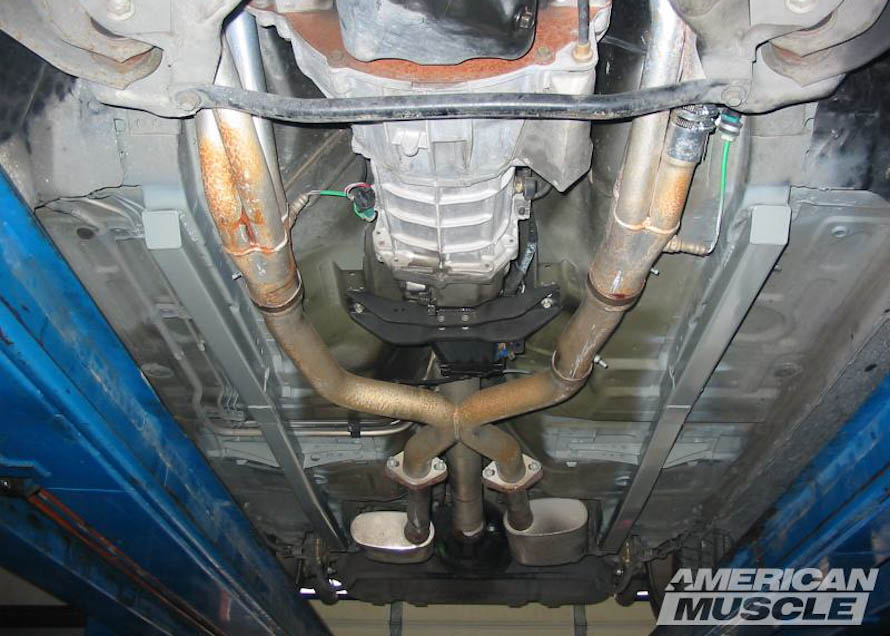 Underside of a Mustang with Painted Subframe Connectors