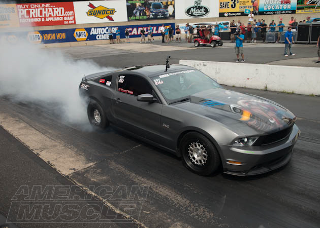 Drag Mustang Doing a Burn Out