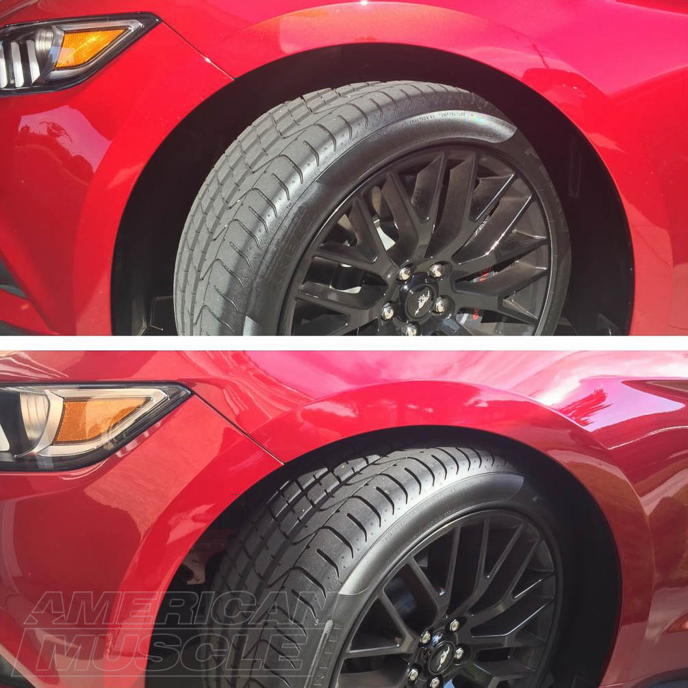 Before and After of a 2015-2017 Mustang Lowered on Vogtland Springs