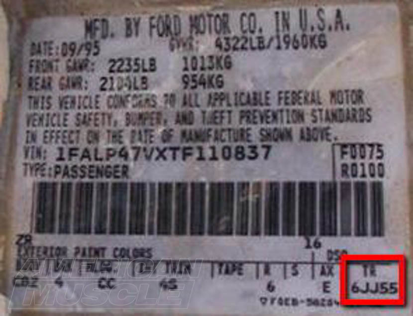 mustange fender serial number location